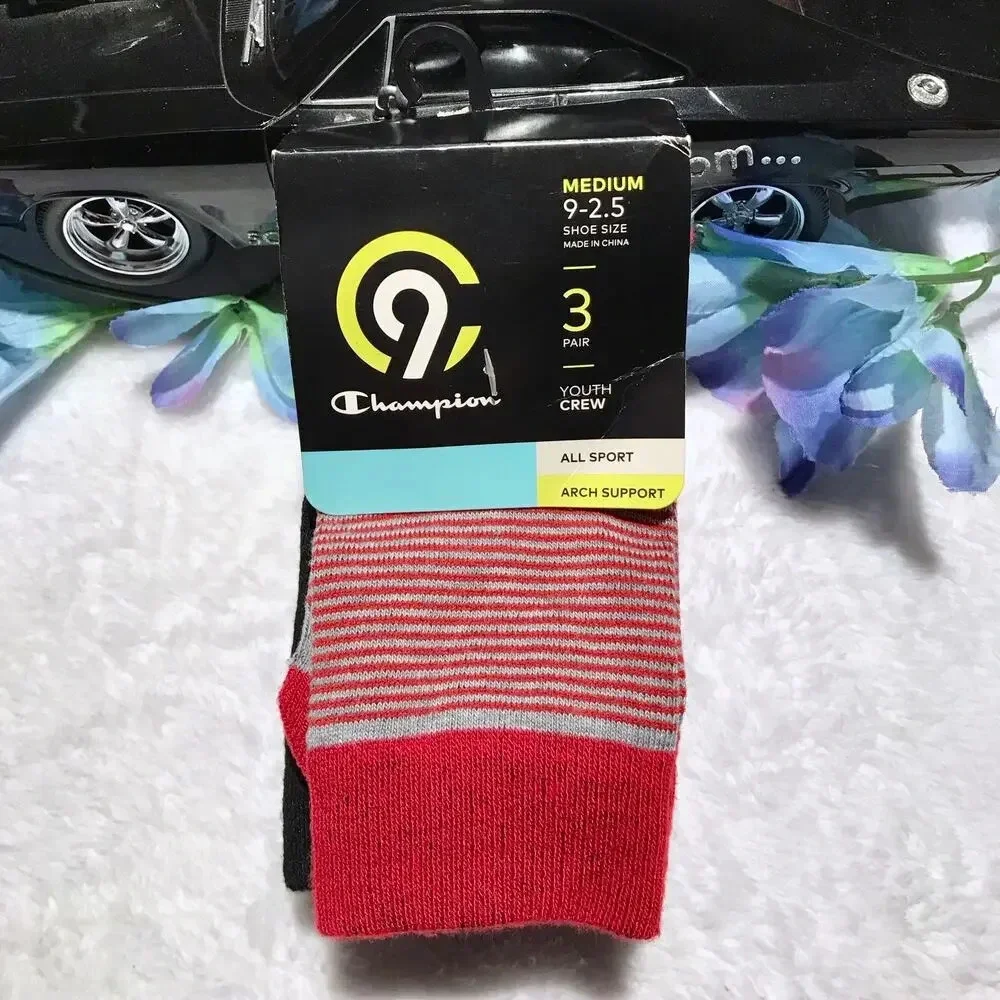 Champion C9 NWT 3 Pairs Crew Socks Kids M (9-2.5)